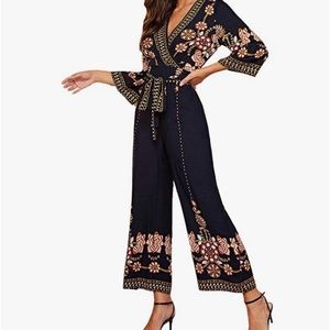 Verdusa womans wide leg floral jumpsuit